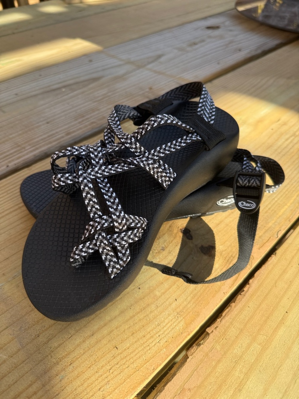 Chaco Black and White Z/Cloud Sandals